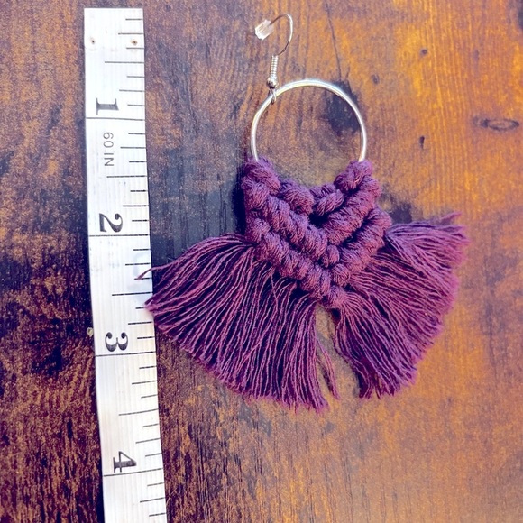 Chic Plum Tassel Earrings - Picture 5 of 6